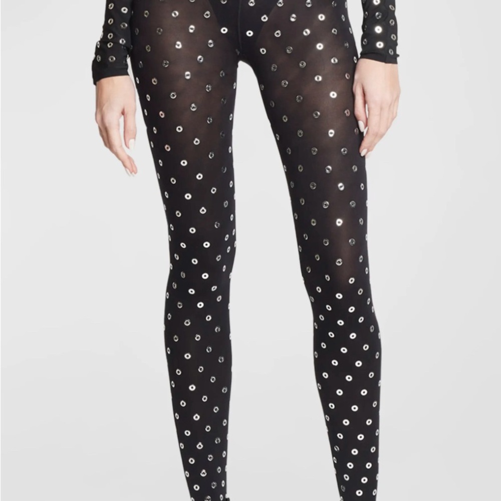 Alaïa Eyelet Pantyhose Leggings - Size Large